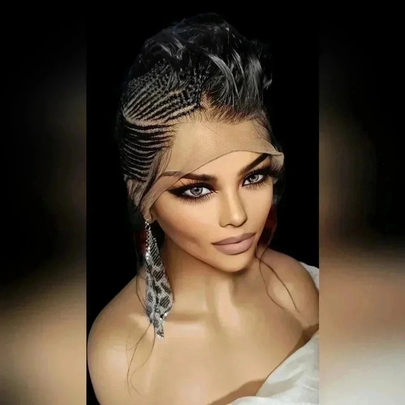 Luxurious Handmade Full Lace  braided Wig: Elegance in  Mohawk,  black  gorgeou - Picture 4 of 17